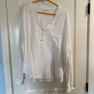 Aemi + Co white gauze oversized long sleeve tunic women’s Small